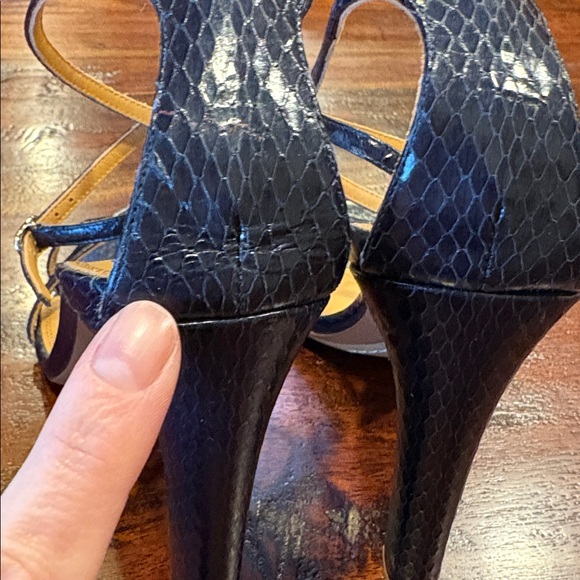 Ralph Lauren Collection Ardelisa Ayers Snakeskin Sandals Heels Dark Navy size 40 - Picture 6 of 13